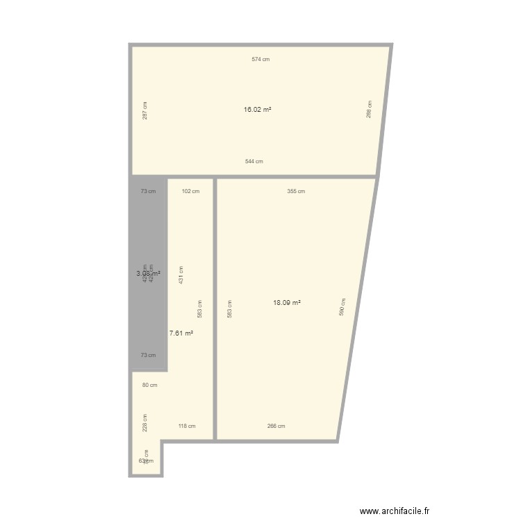 Martin. Plan de 4 pièces et 45 m2