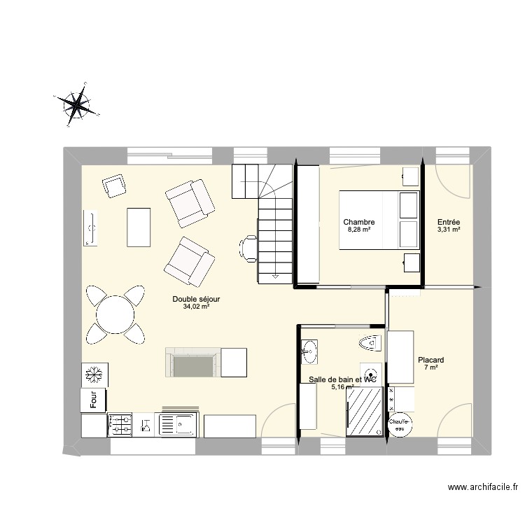 passage N1. Plan de 7 pièces et 120 m2