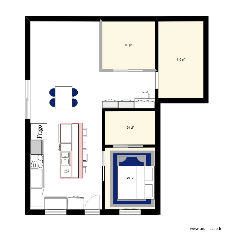 bigénérationnel . Plan de 4 pièces et 33 m2