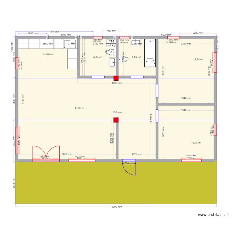 Жанна Барн +. Plan de 6 pièces et 109 m2