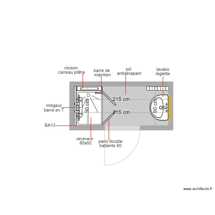 vigee. Plan de 1 pièce et 2 m2