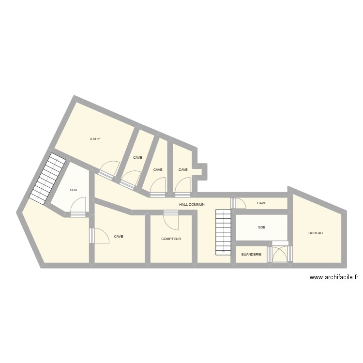 GEZELLE 57. Plan de 14 pièces et 73 m2