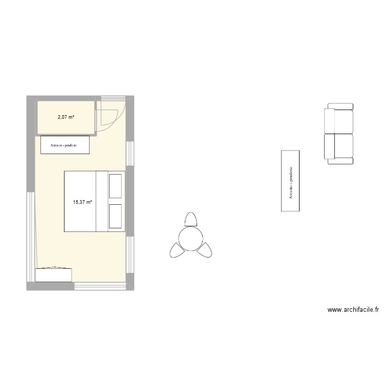 Studio_06 bis. Plan de 2 pièces et 17 m2