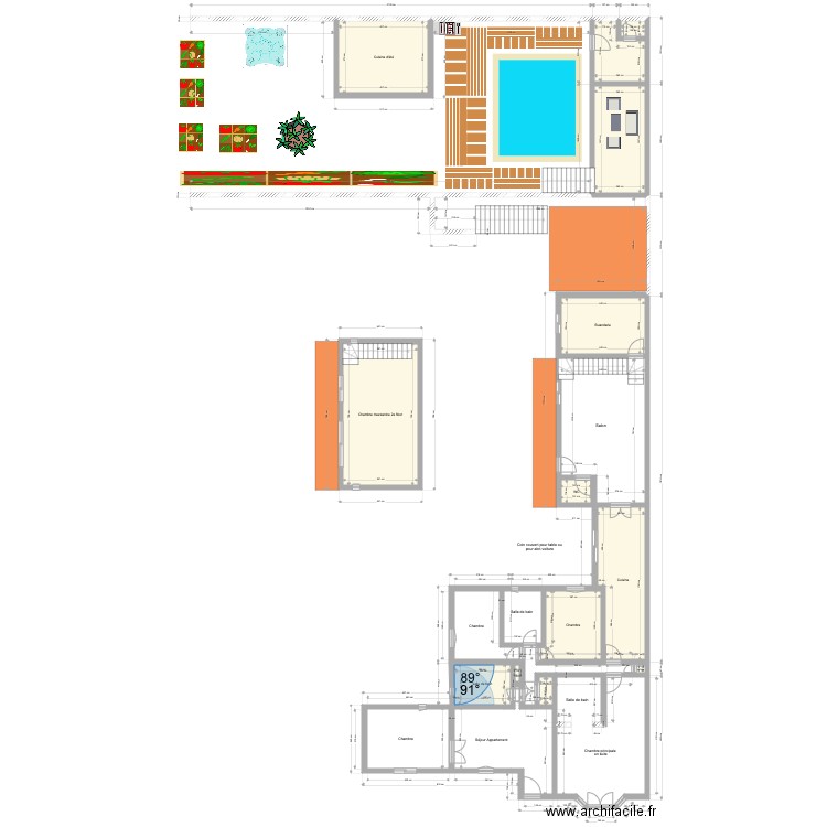 plan maison campi. Plan de 13 pièces et 119 m2