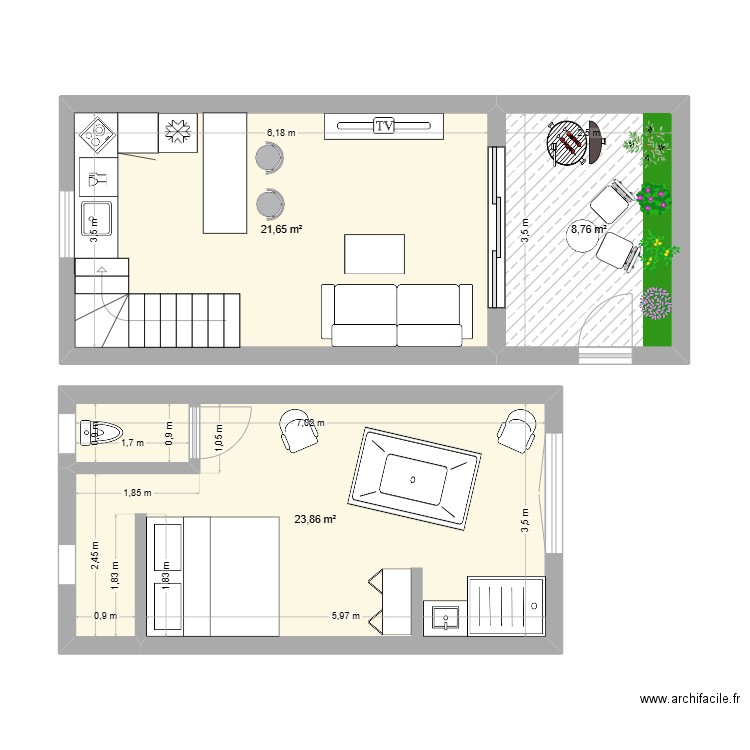 Appartement VERS PONT DU GARD. Plan de 3 pièces et 54 m2