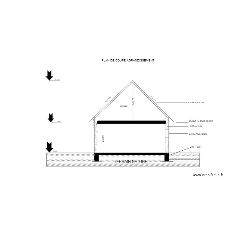 coupe. Plan de 0 pièce et 0 m2