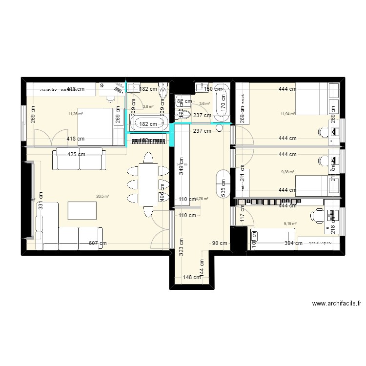 Schnitz 2024 ter. Plan de 11 pièces et 92 m2