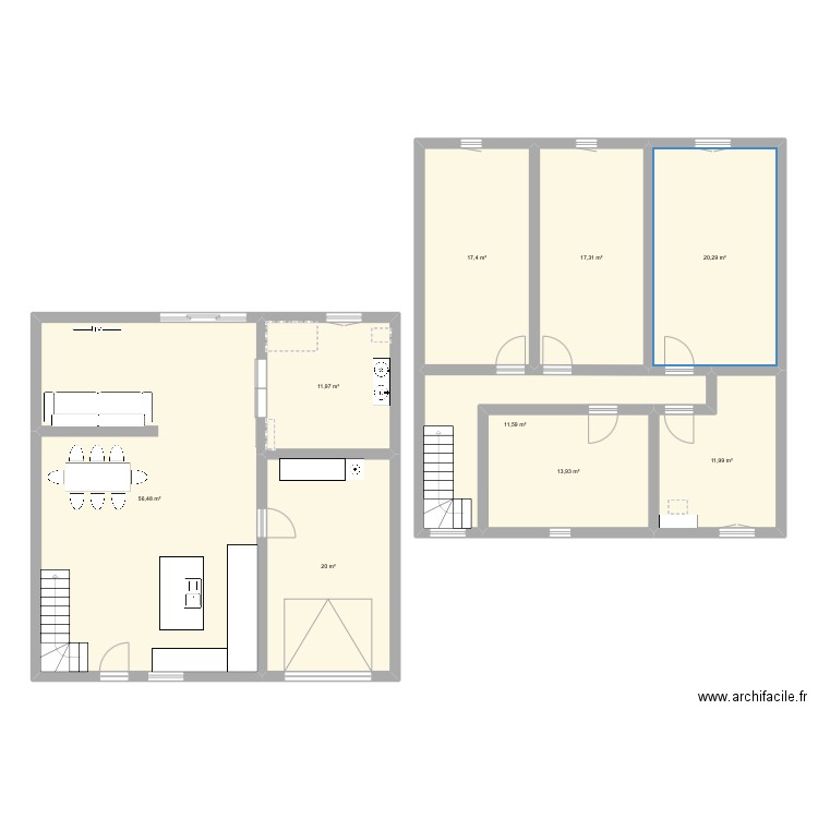 Maison . Plan de 9 pièces et 181 m2