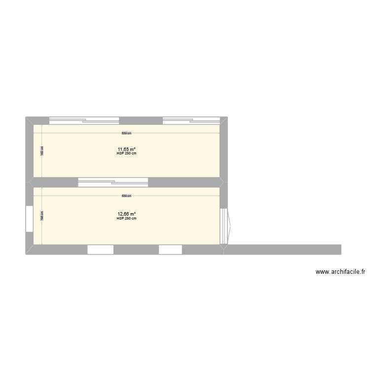 agrandissement salon. Plan de 2 pièces et 24 m2