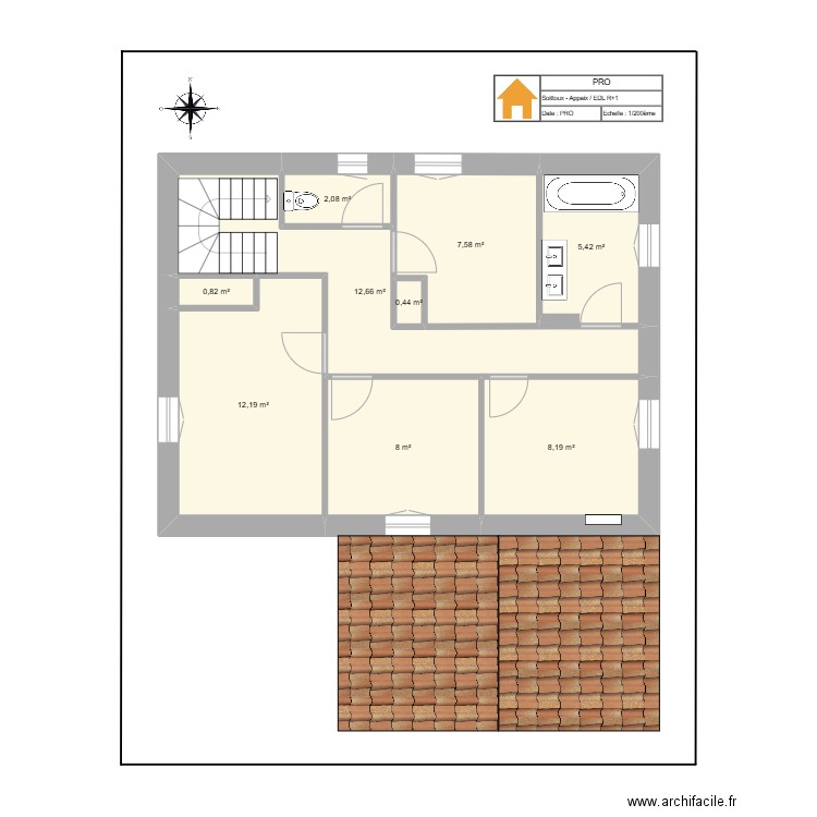 EDL - Villefranche R+1. Plan de 9 pièces et 57 m2