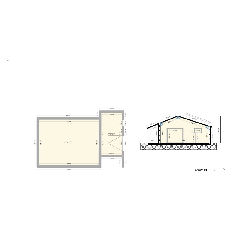 new garage. Plan de 5 pièces et 100 m2