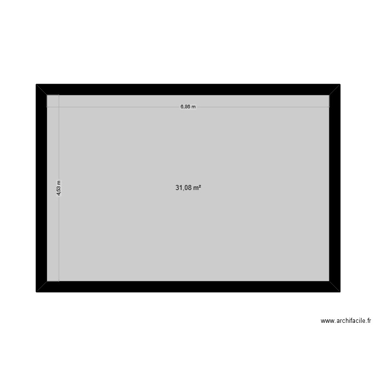 RDC chambre 2. Plan de 1 pièce et 31 m2