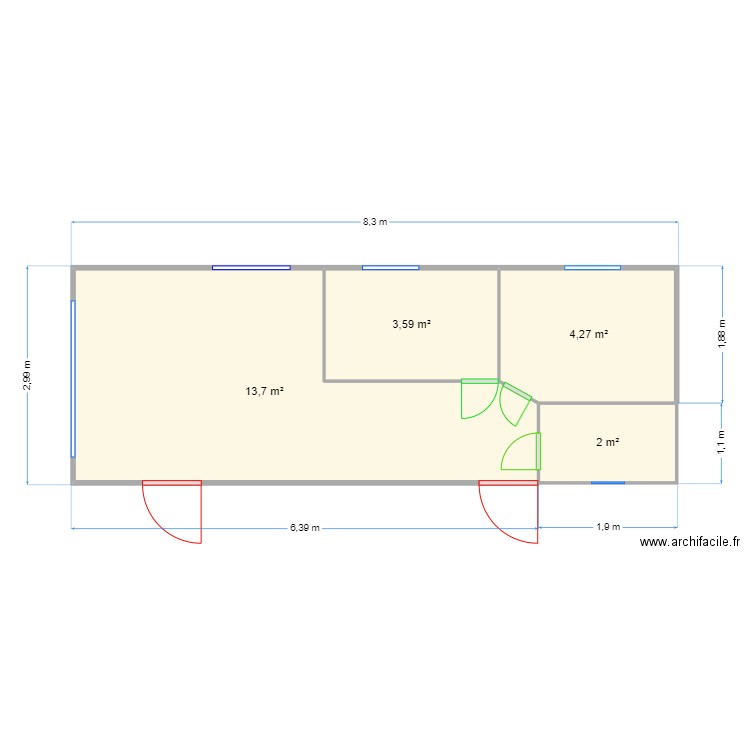 mobil A. Plan de 4 pièces et 24 m2