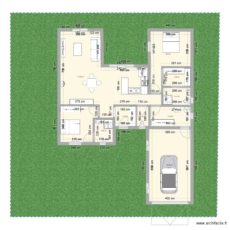 4: 100m2 2chambres+ garage 30m2 best. Plan de 10 pièces et 131 m2