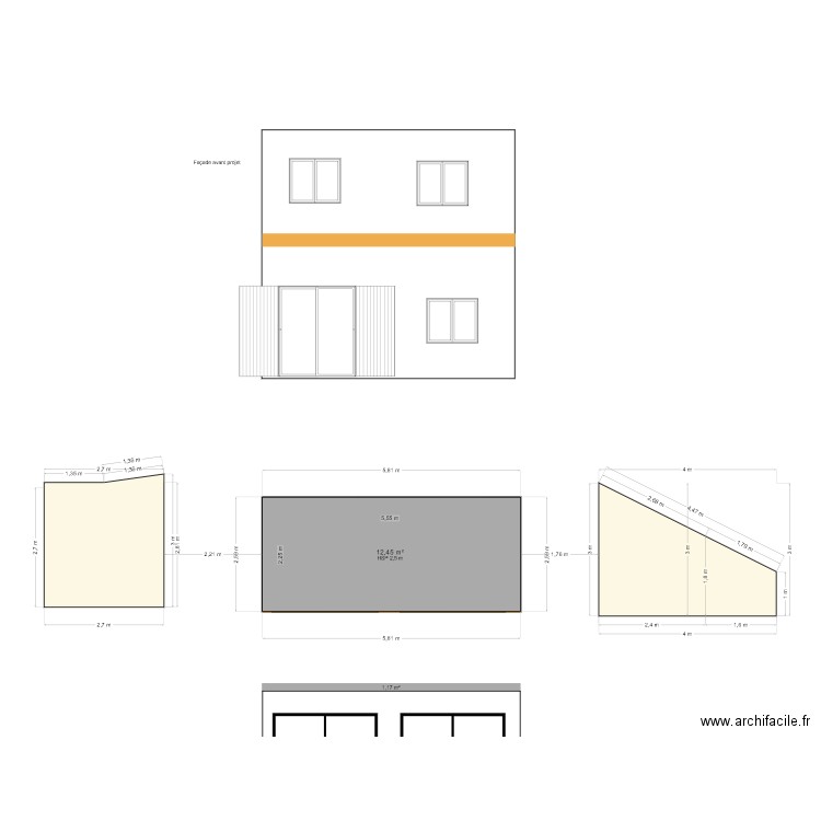 Véranda. Plan de 1 pièce et 12 m2