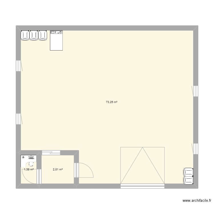 gge de la chapelle. Plan de 3 pièces et 77 m2