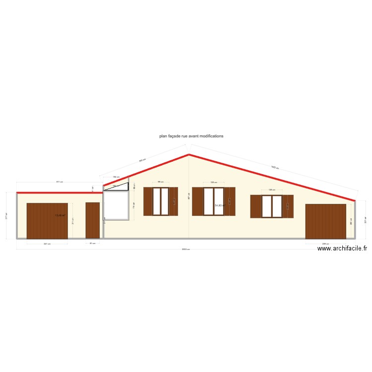 façade St Hilaire (1). Plan de 2 pièces et 68 m2