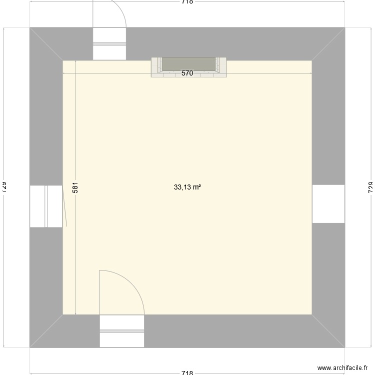 salon . Plan de 1 pièce et 33 m2