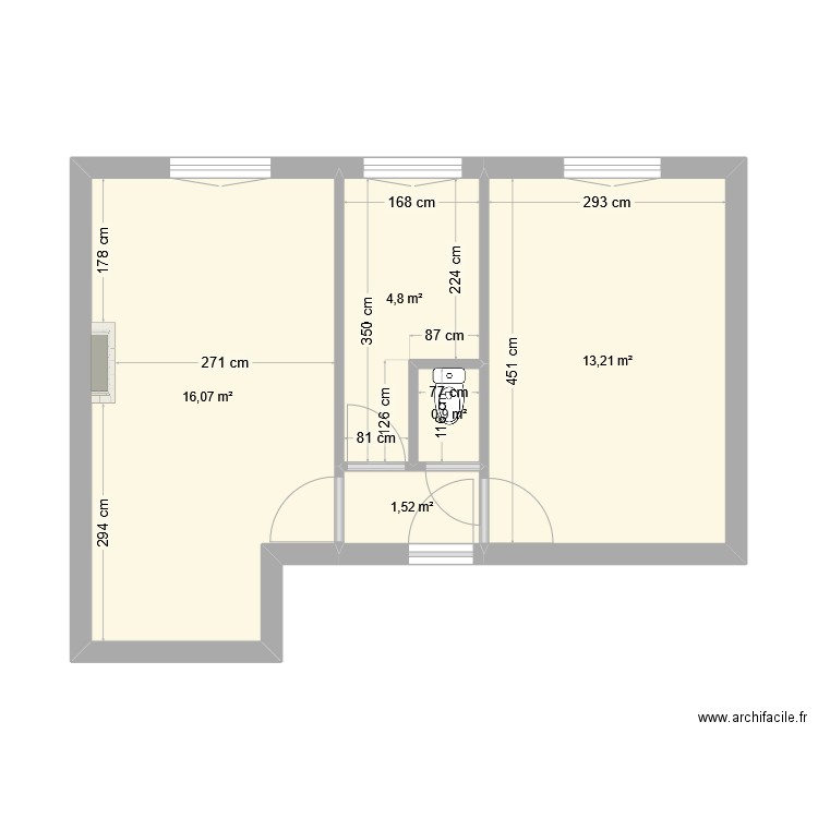 3 lucot- intial. Plan de 5 pièces et 36 m2