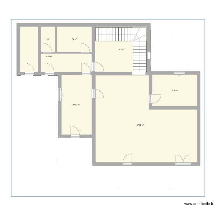 Maison RDC02. Plan de 7 pièces et 127 m2