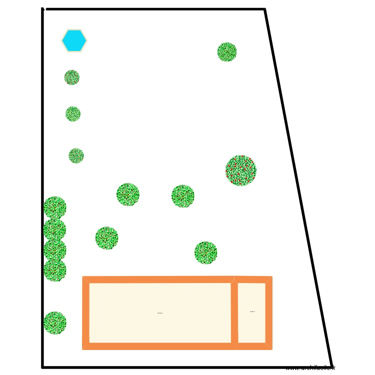 plan haut. Plan de 2 pièces et 174 m2