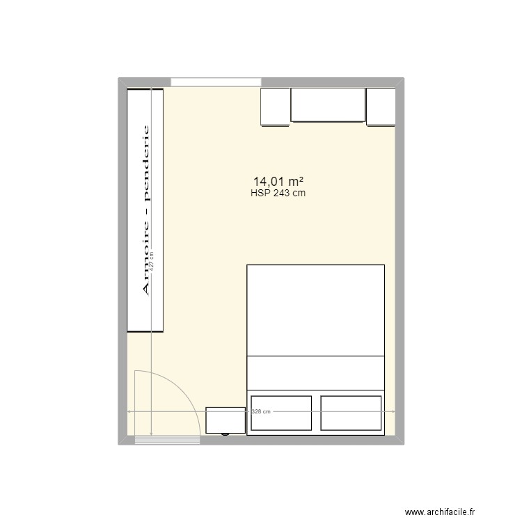 modif. Plan de 1 pièce et 14 m2