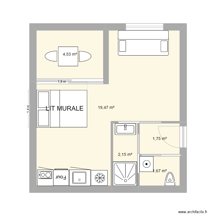 NORA V9. Plan de 5 pièces et 30 m2