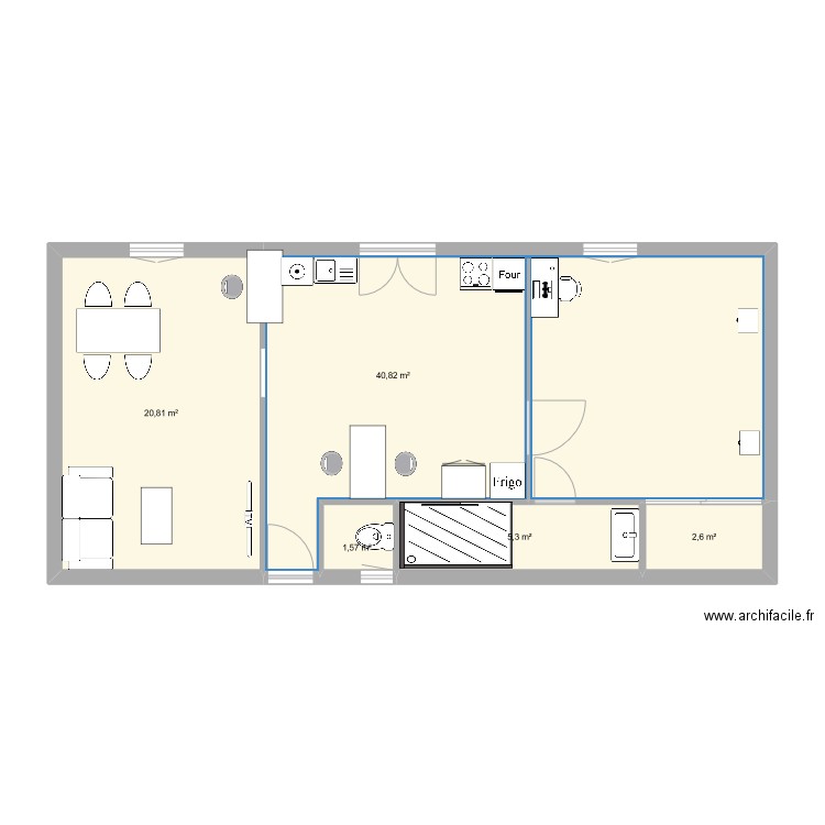 2TNE bernard arthur . Plan de 5 pièces et 71 m2