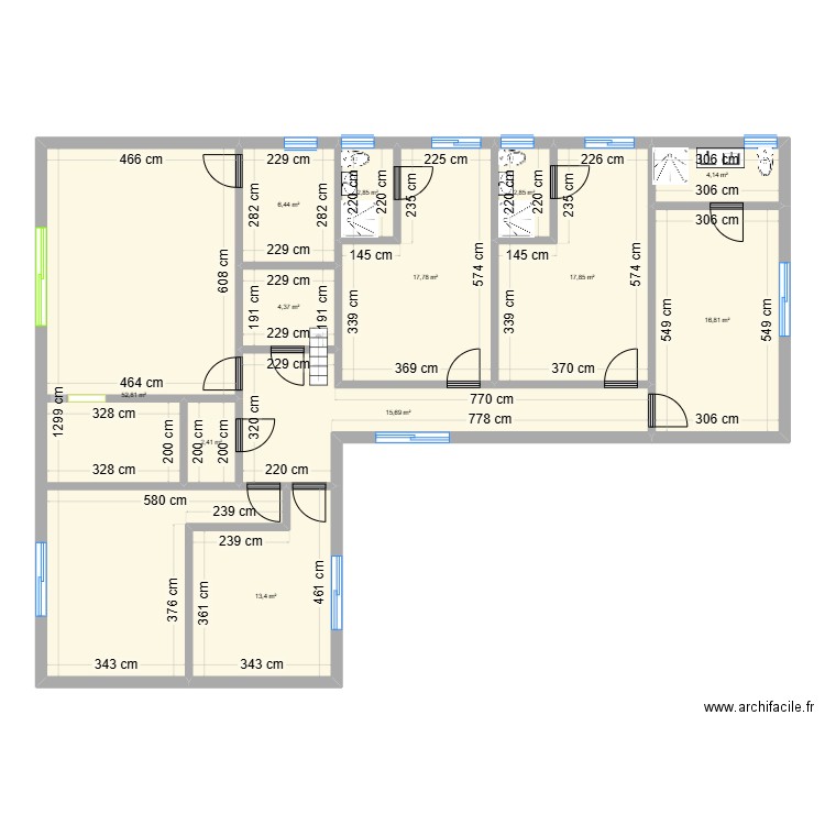 test. Plan de 12 pièces et 157 m2