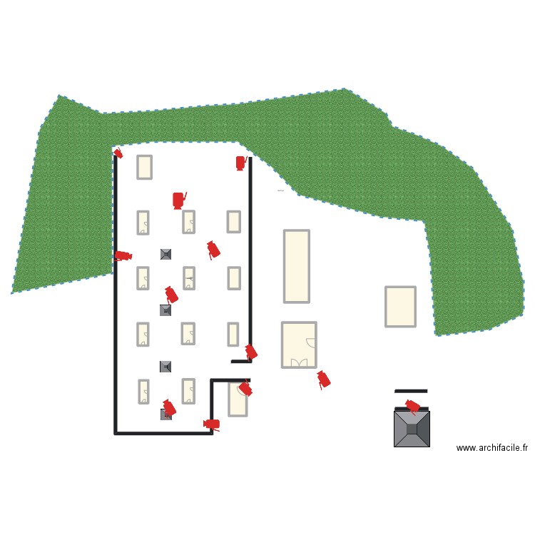 ferme yamoussoukro. Plan de 16 pièces et 57 m2