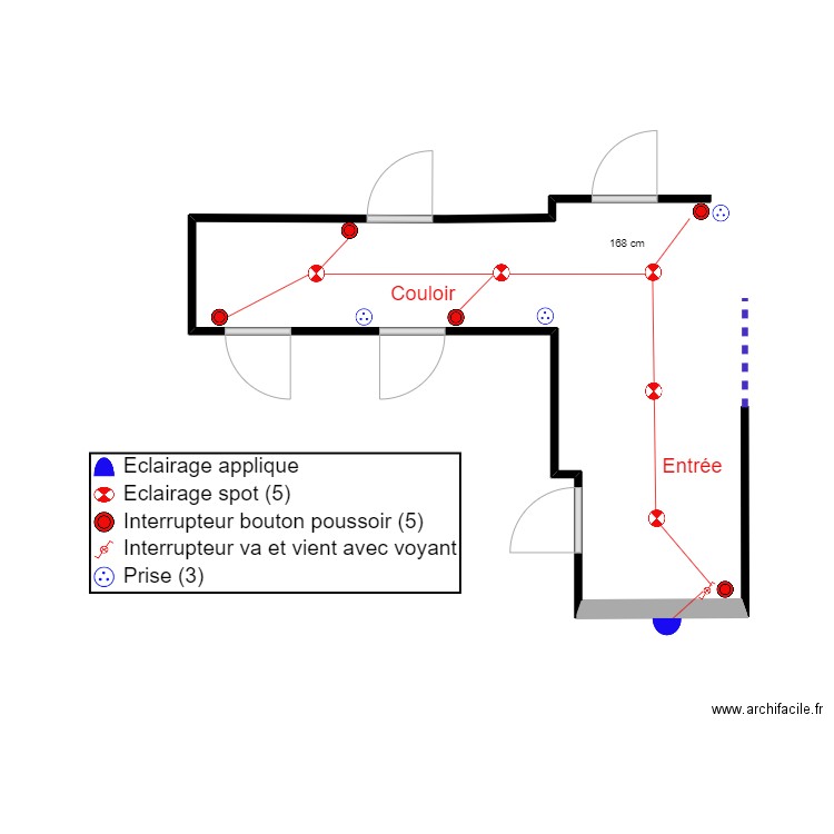 ELECTRICITE COULOIR et  ENTREE. Plan de 0 pièce et 0 m2