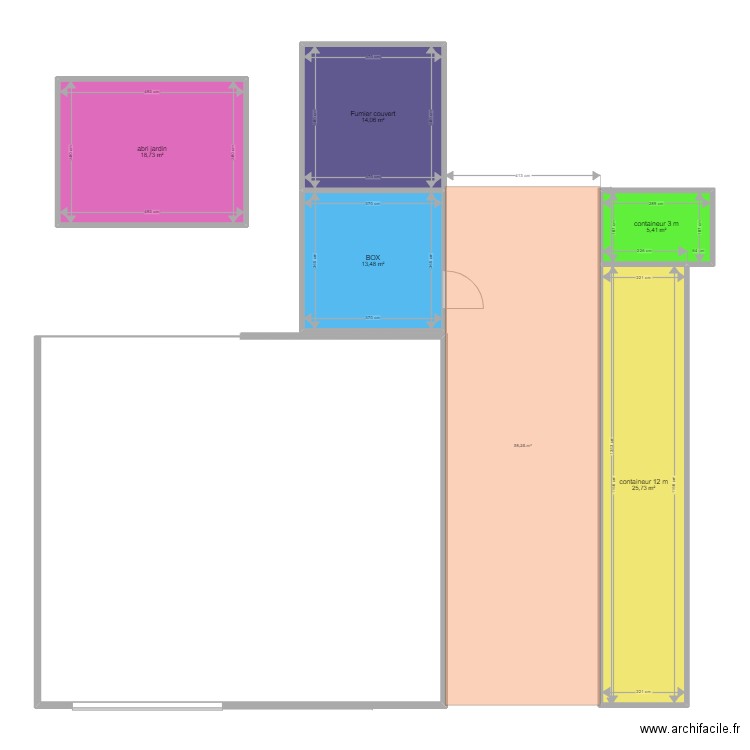 Esquisse atelier. Plan de 5 pièces et 77 m2