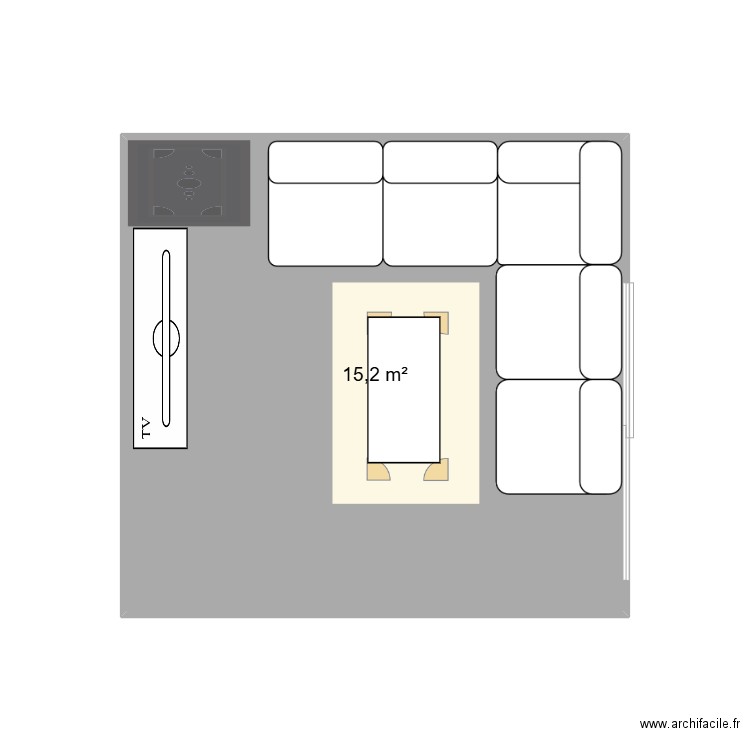 salon. Plan de 1 pièce et 15 m2