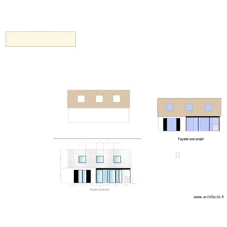 Facade sud projet. Plan de 0 pièce et 0 m2