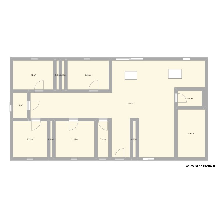 plan maison. Plan de 13 pièces et 130 m2