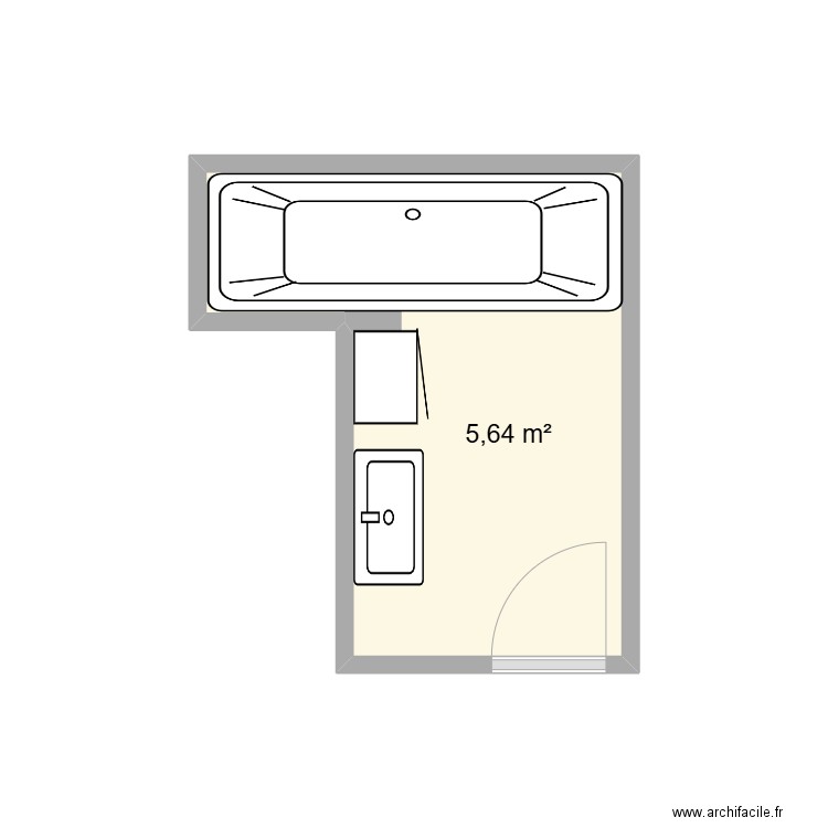 Faure avant travaux. Plan de 1 pièce et 6 m2