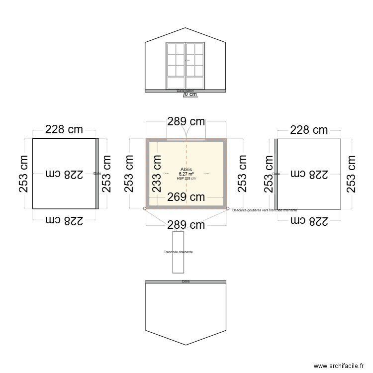 Plan abris. Plan de 1 pièce et 6 m2