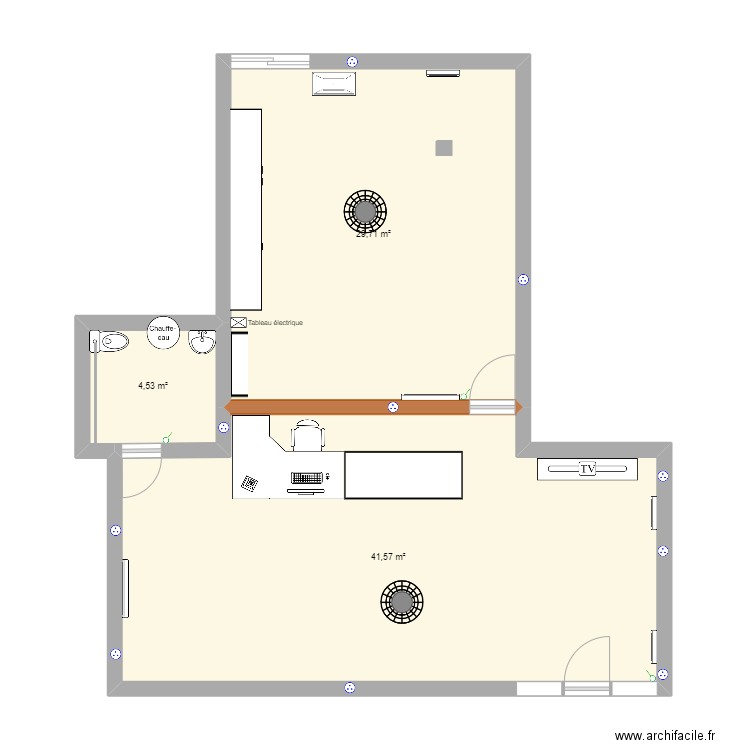 Modiabike Montrond. Plan de 3 pièces et 76 m2