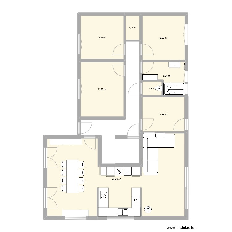 Maison modifiée. Plan de 8 pièces et 96 m2