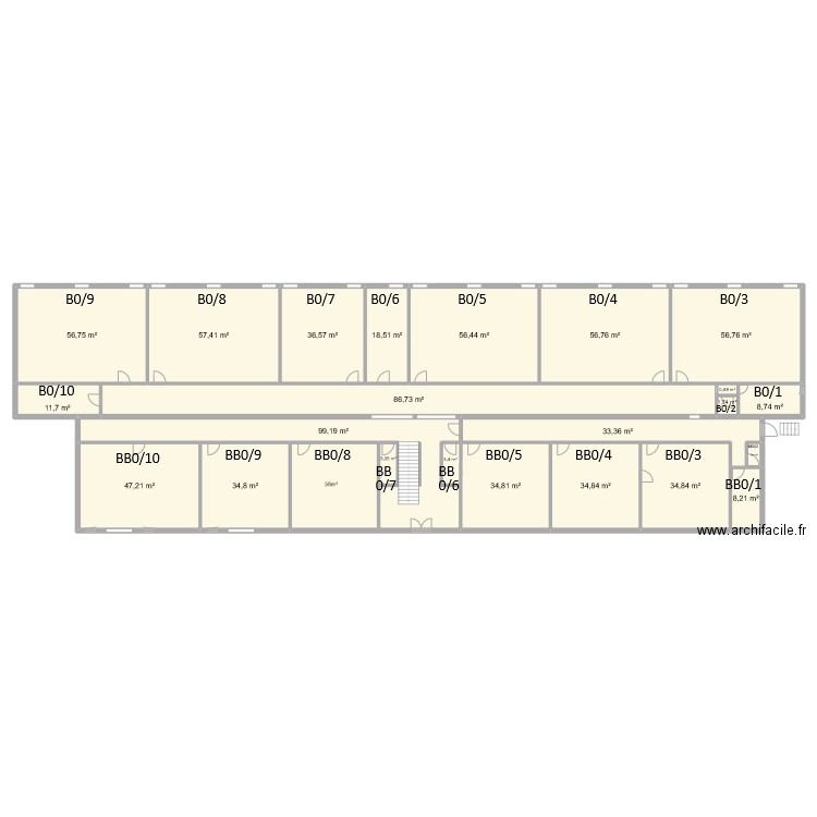 CAN - B0. Plan de 23 pièces et 785 m2