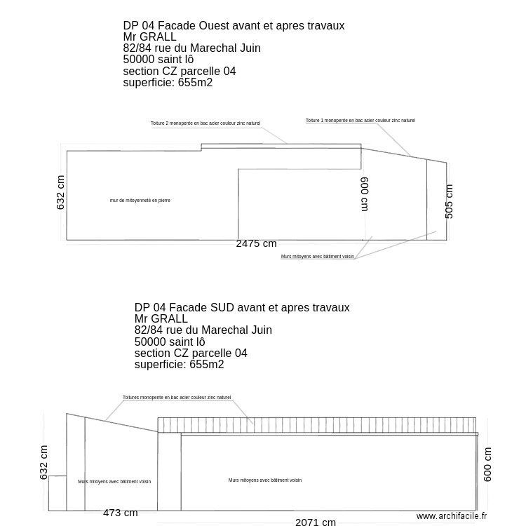 facade ouest avant et  apres travaux. Plan de 0 pièce et 0 m2