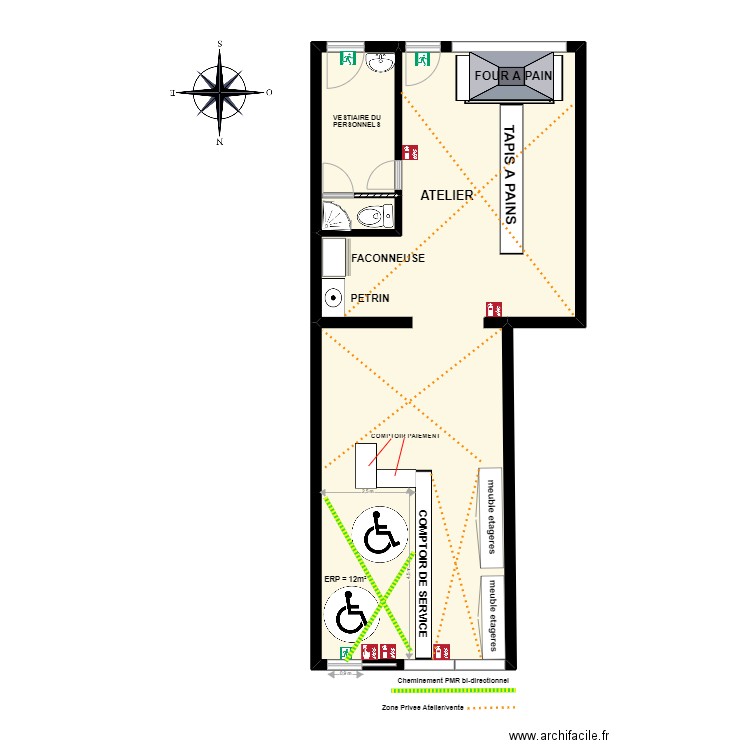 BOULANGERIE JACQUEMART PROJET. Plan de 2 pièces et 89 m2