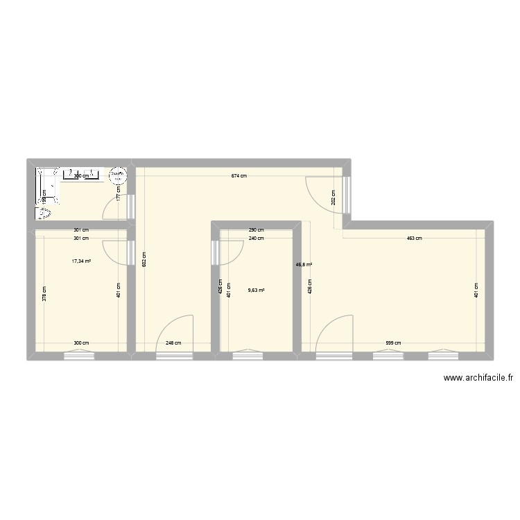 maison Avon. Plan de 3 pièces et 74 m2