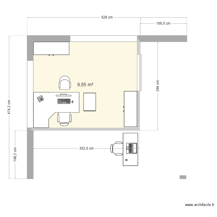 Bureau à Dillon. Plan de 1 pièce et 10 m2