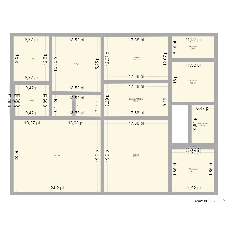 maison . Plan de 14 pièces et 199 m2