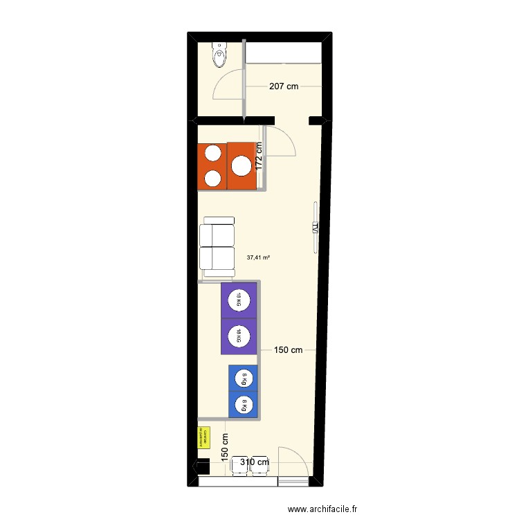 LAVERIE ST JEAN D'ANGELY. Plan de 1 pièce et 37 m2