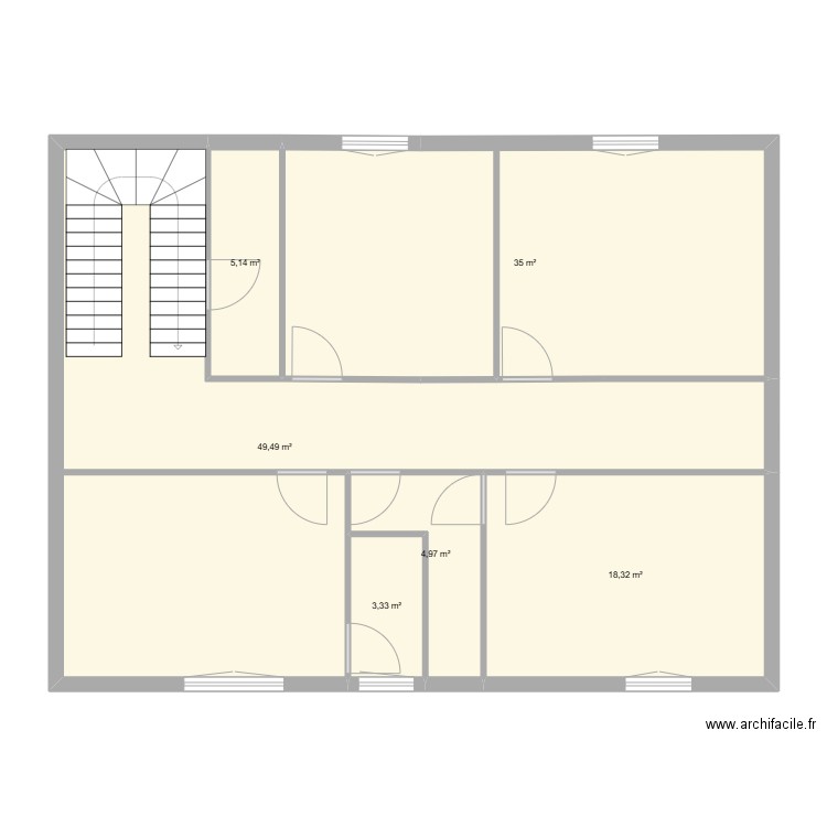 mercier 2ème étage. Plan de 6 pièces et 116 m2