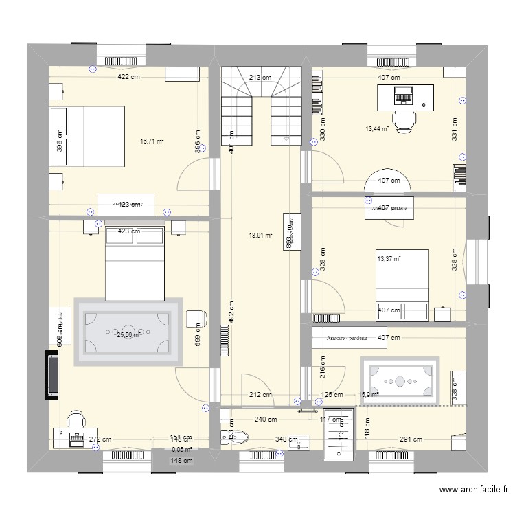 Mouliherne - 1er étage - V1. Plan de 7 pièces et 104 m2