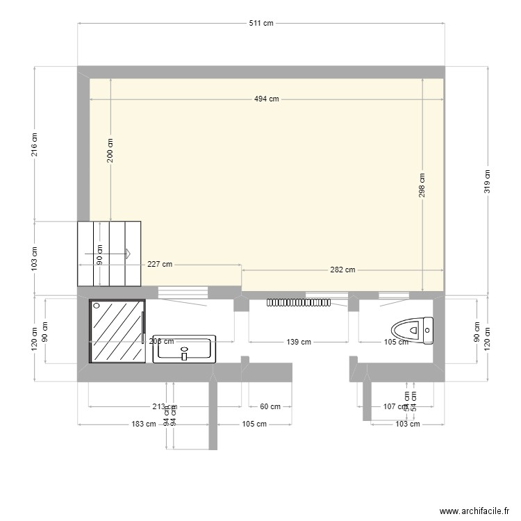 EXTENSION OCT2024 V1. Plan de 1 pièce et 15 m2