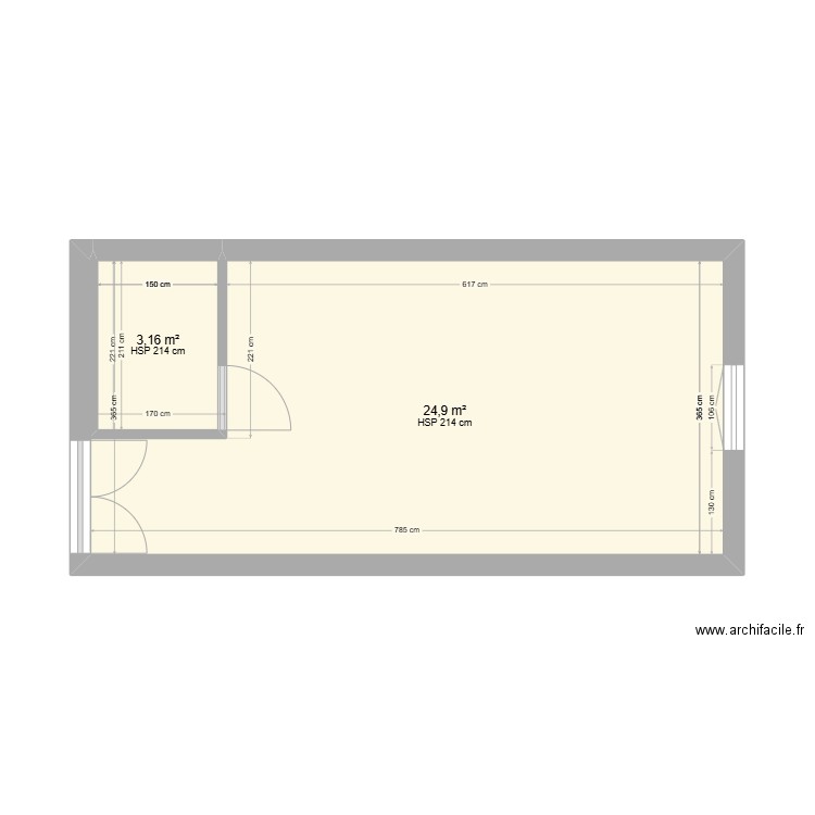 Cuisine FORTEA Patrice. Plan de 2 pièces et 28 m2